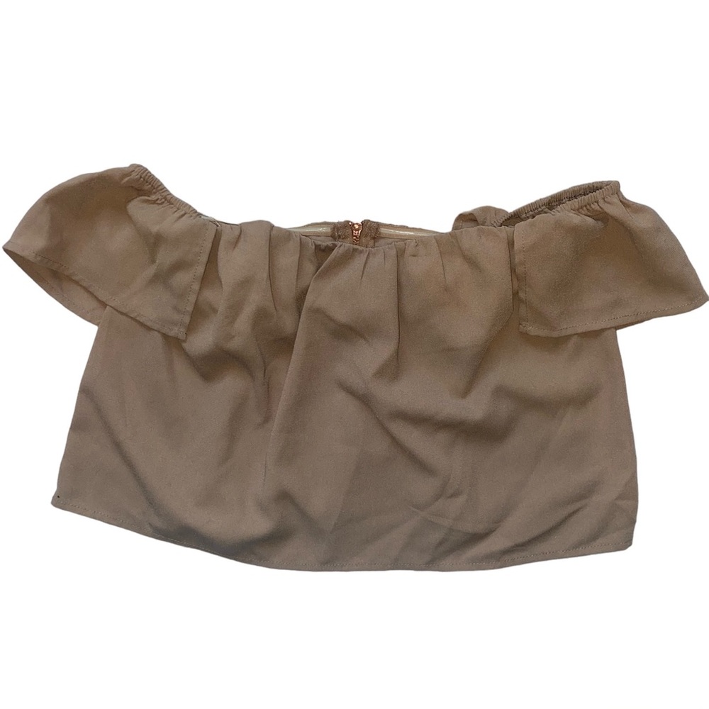 brown off the shoulder crop top